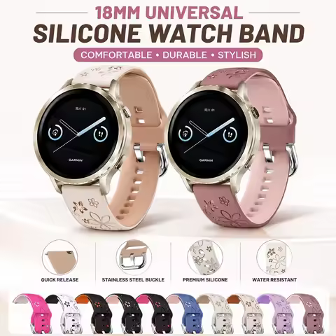 2PCS Floral Engraved Silicone Watch Bands for Huawei Watch GT 6 41mm GT 5 41mm GT 4 41mm Soft Waterp