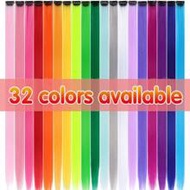 Colorful Hair Extensions, Assorted Neon Color Clip-In Hair Extensions 1pc,Shiny Colored Straight Syn