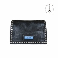 【巴黎站二手名牌專賣店】＊現貨＊PRADA 真品＊黑色牛皮Etiquette Small鉚釘吊牌斜背包