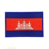 柬埔寨 國旗刺繡貼布 電繡貼 背膠補丁 外套電繡刺繡徽章 胸章 立