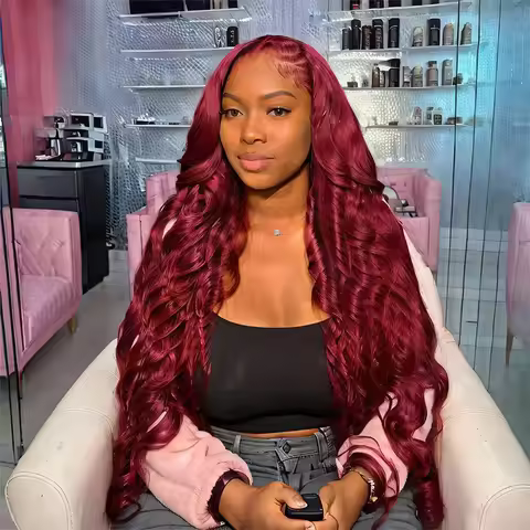 99J Red Body Wave 13x6 HD Transparent Lace Frontal Wigs Pre Plucked Brazilian 13x4 Lace Front Human 