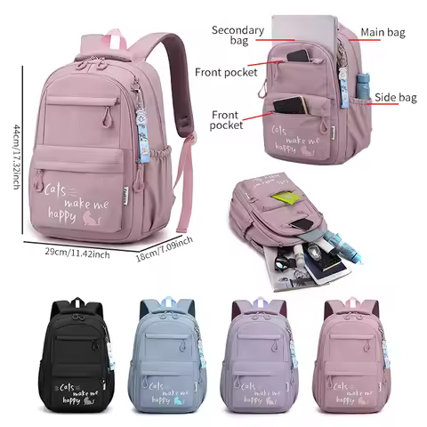Suitable for Teenagers, School Bags, Backpacks, Double-Shoulder Backpacks, Pink School Bags, Backpac