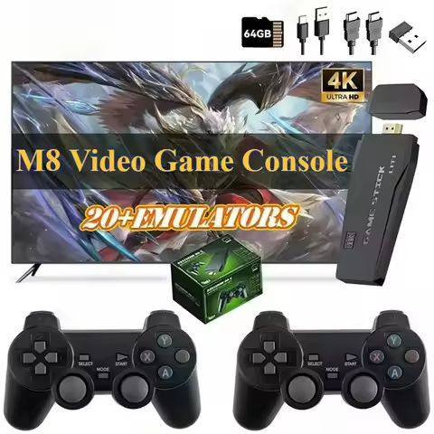Dual Player Home TV Retro Gaming Player 4K HD Output 2.4G Wireless Gamepad Portable Plug & Play M8 G