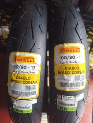 PAKET BAN PIRELLI DIABLO ROSSO CORSA 2 90/80 &amp; 100/80 RING 17