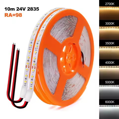 RA98 LED Strip 24V 12V 8MM PCB Full Spectrum 2700K 3000K 3500K 4000K 5000K 6000K No Flicker 2835 120