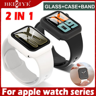 สายนาฬิกา + กระจกกันรอย For apple watch Series 9 8 7 SE 6 5 ซีรีย์ 41mm 45mm 40mm 44mm 38mm 42mm กระจกนิรภัย Screen Protector coverage Bumper Case สายนาฬิกา