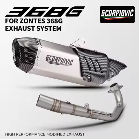 Motorcycle exhaust full system muffler For ZONTES 368G/E 368G exhaust with link pipe 368E header 368