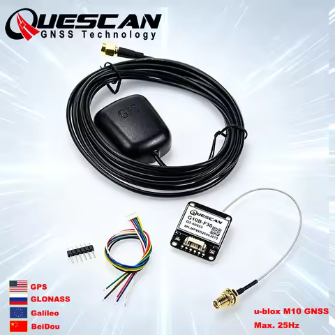 QUESCAN G10B-F30 M10 GPS GNSS Module with Active Antenna GPS GLONASS Galileo Beidou Receiver,UBX-M10