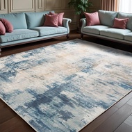 Abstract Faux Cashmere Area Rug, Washable Rug With Non-Slip Backing, Low Pile Area Rug Carpet For Li