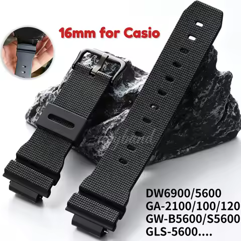 WatchBand for Casio DW6900/5600 GM2100 GA-2100/100/120 Series Replacement Strap Black Silicone Men' 
