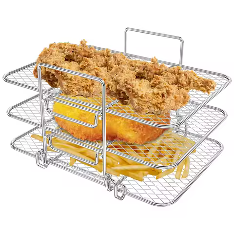 Air Fryer Rack for Ninja Air Fryer Multi-Layer Double Basket Air Fryer Accessories 304 Stainless Ste
