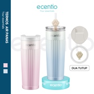 ecentio Tumbler Stainless Steel Aesthetic 500ml Double Cover Tumblr Botol Minum Free Sedotan