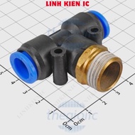 [2 Pieces]- PB12-04 Pneumatic Connector With T-Thread Pipe 12mm External Thread 20mm, 1/2inch Linhki