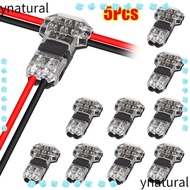 YNATURAL 1/5Pcs Pluggable Wire Connector, 2 Pin T Type Electrical Cable Crimp,  Quick Splice No Stri