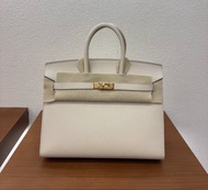 hermes birkin 25 奶昔白 金扣epsom皮外缝