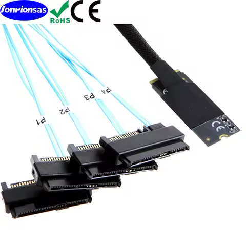 M.2 SFF-8643 to 4X SAS SFF-8482 2 in 1 NVME PCIe SSD Adapter & Cable for Mainboard Intel SSD 750 P36
