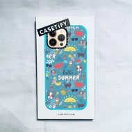 CASETiFY X ฤดูร้อนป้ายการ์ตูนแมวป้าย Wathet Blue Case IPhone 14 13 12 11 Pro Max Mini XS MAX XR X SE 6 6S 7 8 Plus Soft Case