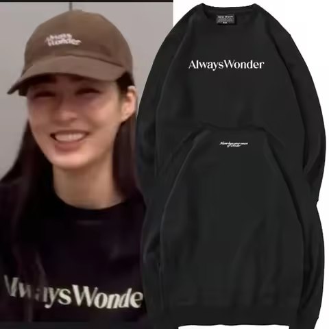 2025 The Secret of Us LingOrm Same Velvet Hoodie with Women's Letter Print Always Wonder Loose Top L