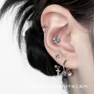 22nd Street Super Shiny Cross Earrings with Sparkling Rhinestones, Titanium Steel Dragon Claw Horses