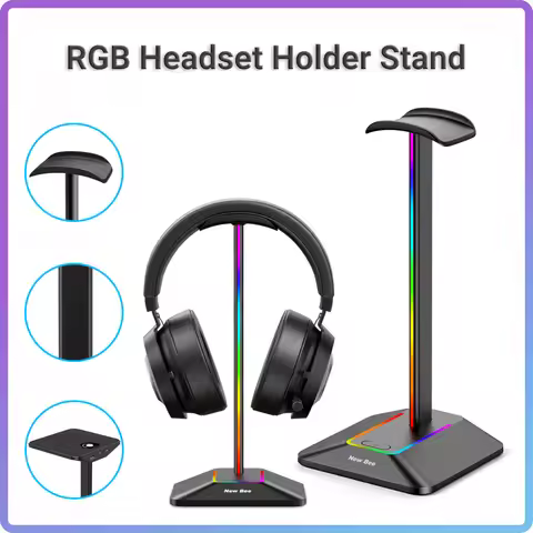 Universal Gaming Headphones Holder Stand with 2 USB Ports Charger Base RGB Headsets Vertical Bracket