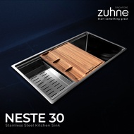 ZUHNE Neste 78cm Kitchen Sink Workstation with Accessories AND Nio Pull Down Mixer Kitchen Basin Tap Set