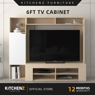 KitchenZ 6FT TV Cabinet (for 60" inch TV) with 1 Door & Top Shelf / Kabinet TV / Almari TV - 5999-NO