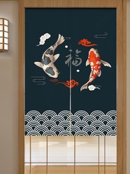 Japanese Style Door Curtain Half Curtain Restaurant Kitchen Commercial Lucky Cat Fabric Hanging Curtain Japanese Style Punch-free Blocking Partition