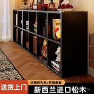 Living Room Black Floor-standing Low Grid Bookshelf Storage Shelf Bookcase Cabinet Storage Solid Woo