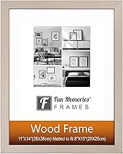 Picture Frame, Champagne Wood Picture Frames with Mat &amp; Real Glass, Photo Frames for Wall and Tabletop Display, Wall Gallery Picture Frame Set - 11x14-1P