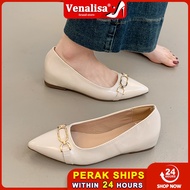 Venalisa Shoes For Women Kulit Ketinggian Dalaman Meningkat 4CM Runcing Kerja Pejabat Setiap Raya
