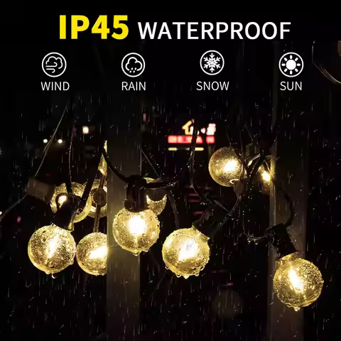 30m 15m 7.6m USB LED Lights 5V 1W G40 Plastic Bulb Outdoor Waterproof Tent Fairy Patio Festoon Strin