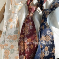 Retro Pattern Tie Men Jacquard Texture Elegant Business Suit Shirt Casual High-End British Korean Fe