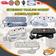 SIRIM Extension Trailing Socket Extension Plug Adapters with Special 2 Pin Fit 1.8M/2M/3M/5M Light Indicator