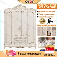 OROR Wardrobe Sliding Door European Style Bedroom Wardrobe Sliding Door 2/3/4 Doors Wardrobe