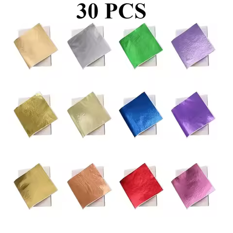 30 Pcs Gold Leaf Sheets DIY Nail Gold Leaf Sheets Painting Gold Leaf Paper Resin Decoration Gold-pla