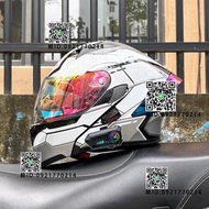 Orz摩托車頭盔男女雙鏡藍揭面盔機車3C認證電動車安全帽