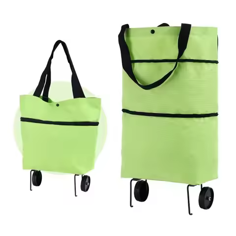 Foldable Shopping Trolley Bag with Wheels Large Capacity Portable Grocery Cart for Women Home Superm