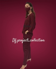 ONE SET WANITA / KEMEJA MAROON / DAILY WEAR