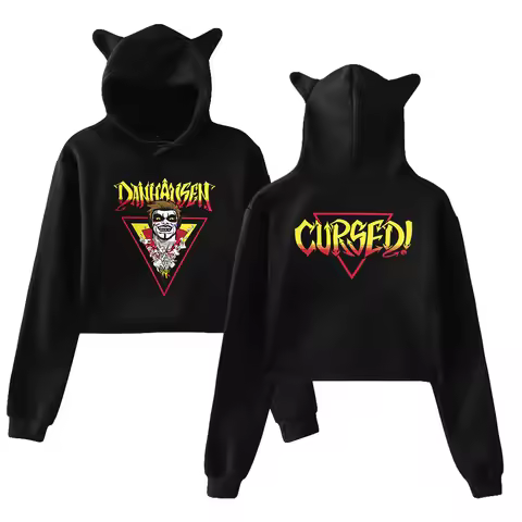 Danhausen Cursed Hoodie 2026 New Star Cat Ears Hooded Sweatshirt Long Sleeve Crop Top Women's Clothe