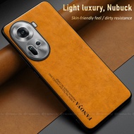 For OPPO Reno 11 Reno11 5G Casing Nubuck Leather Hard Phone Case Cover