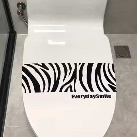 Zebra Stripes Zebra Head Toilet Stickers Waterproof Toilet Cover Waterproof Decals Bathroom Decorati