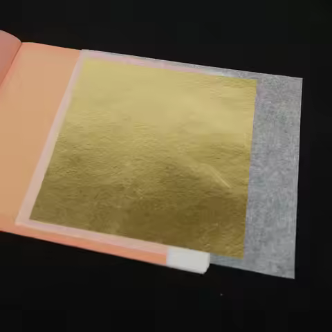 One Transfer Booklet of 5 - 25 sheets 8X8 cm Genuine gold leaf foil sheet - 24k Patent Gold Leaf 99.