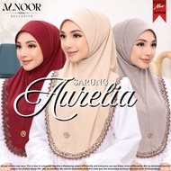 Alnoor Tudung Sarung Aurelia Cotton Ribbed Sulam Crosia Labuh Awning Soft Ironless Jilbab Instant