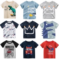 Boys T-Shirts 2-9 Years Cartoon Animals Baby Kids Tees Children Cotton Short Sleeves Summer Tops Car Dinosaur Shark Printing xuezilan