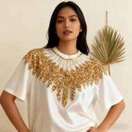 Glamorous Beaded Sequins Mesh Embroidery Patch Sparkling Sequins with Stretchable Fabric for Figure 