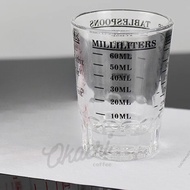 Espresso Shot Glass Coffee Measuring Cup/ Espresso Measuring Cup/ Two Double Shot Shot Glass/ (60ml)