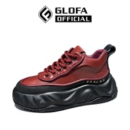 GLOFA Men's Sneakers - G35 Red Wedge Sole - 5cm high