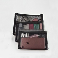3Pcs Black Transparent Mesh Cosmetic Storage Bag Travel Beauty Organiser Bag