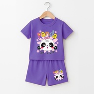Cute Panda So Girls' Short Sleeve Jumbo Suit G-1145