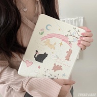 360 Rotation Protective Case For iPad 10.2 8 9th Air 4 5 Generation 9.7 10th 10.9 Mini 6 2022 Cute Cat Cover with Pencil Holder